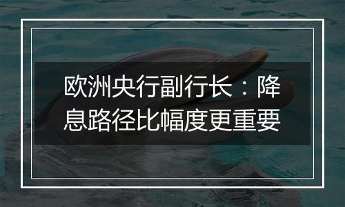 欧洲央行副行长:降息路径比幅度更重要