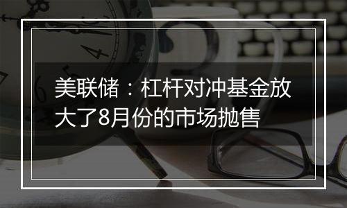 美联储:杠杆对冲基金放大了8月份的市场抛售