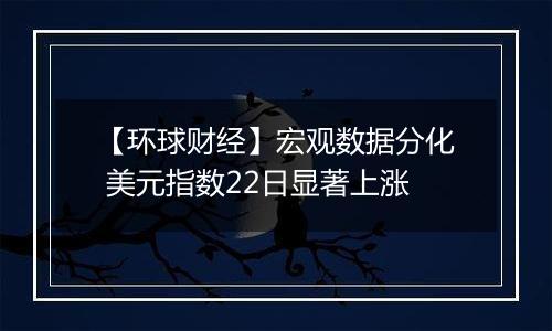 【环球财经】宏观数据分化 美元指数22日显著上涨