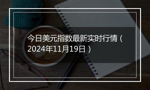 今日美元指数最新实时行情（2024年11月19日）