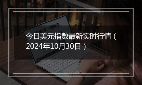 今日美元指数最新实时行情（2024年10月30日）