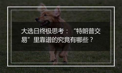 大选日终极思考:“特朗普交易”里靠谱的究竟有哪些?