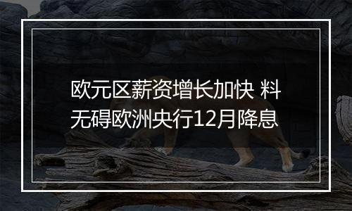 欧元区薪资增长加快 料无碍欧洲央行12月降息