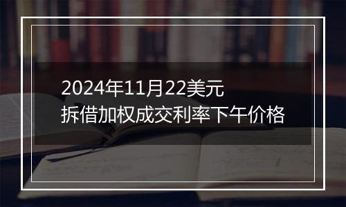 2024年11月22美元拆借加权成交利率下午价格