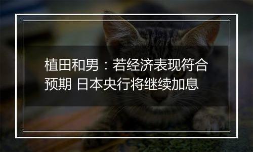 植田和男:若经济表现符合预期 日本央行将继续加息