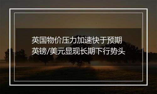 英国物价压力加速快于预期 英镑/美元显现长期下行势头