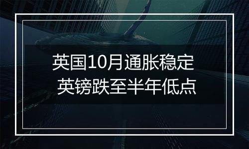英国10月通胀稳定 英镑跌至半年低点