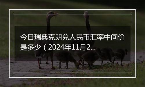今日瑞典克朗兑人民币汇率中间价是多少(2024年11月21日)