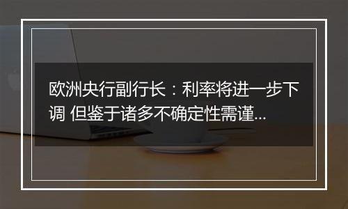 欧洲央行副行长:利率将进一步下调 但鉴于诸多不确定性需谨慎推进
