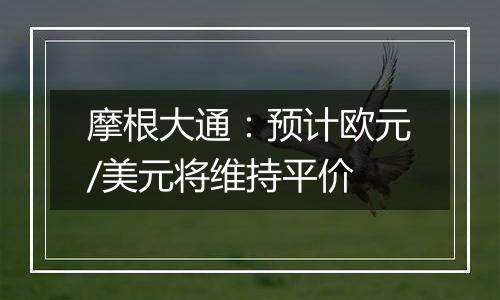 摩根大通：预计欧元/美元将维持平价