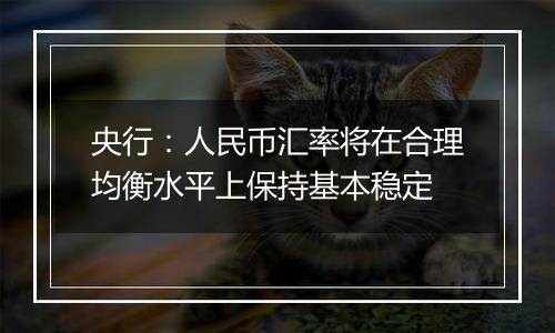 央行:人民币汇率将在合理均衡水平上保持基本稳定