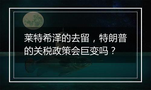 莱特希泽的去留,特朗普的关税政策会巨变吗?