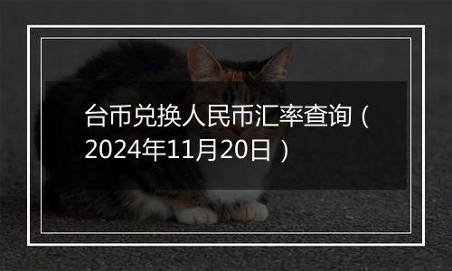 台币兑换人民币汇率查询(2024年11月20日)