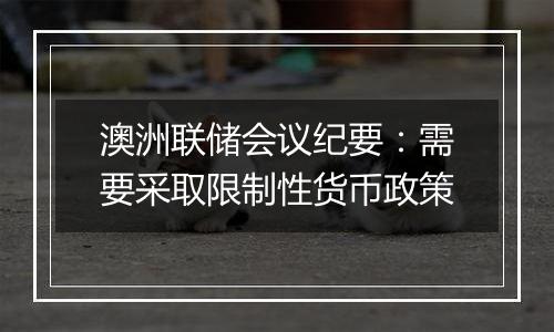澳洲联储会议纪要:需要采取限制性货币政策