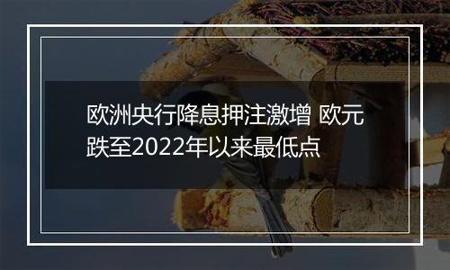 欧洲央行降息押注激增 欧元跌至2022年以来最低点
