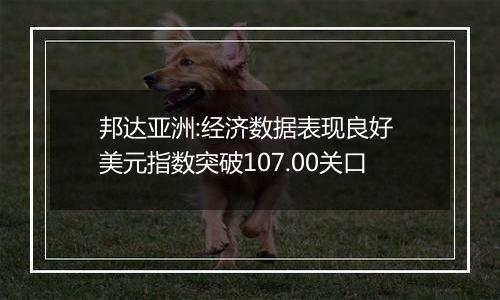 邦达亚洲:经济数据表现良好 美元指数突破107.00关口
