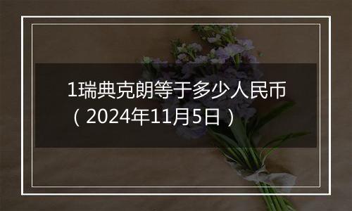 1瑞典克朗等于多少人民币(2024年11月5日)