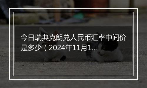 今日瑞典克朗兑人民币汇率中间价是多少(2024年11月19日)