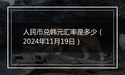人民币兑韩元汇率是多少(2024年11月19日)