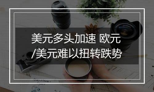 美元多头加速 欧元/美元难以扭转跌势