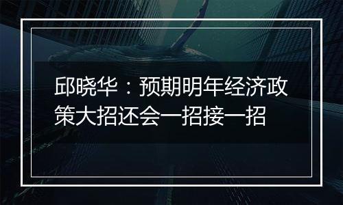 邱晓华:预期明年经济政策大招还会一招接一招