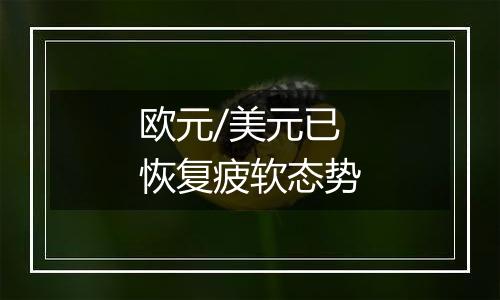 欧元/美元已恢复疲软态势