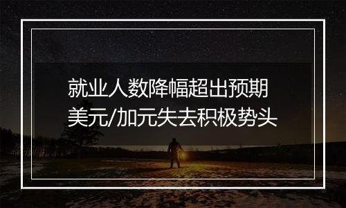 就业人数降幅超出预期 美元/加元失去积极势头