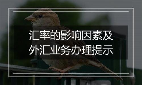 汇率的影响因素及外汇业务办理提示