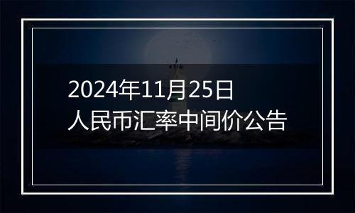 2024年11月25日人民币汇率中间价公告