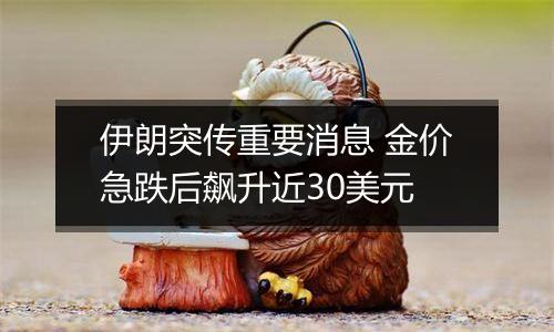 伊朗突传重要消息 金价急跌后飙升近30美元