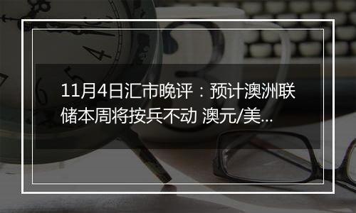 11月4日汇市晚评：预计澳洲联储本周将按兵不动 澳元/美元在0.66附近大幅上涨
