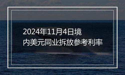2024年11月4日境内美元同业拆放参考利率