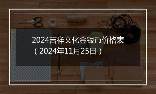 2024吉祥文化金银币价格表（2024年11月25日）
