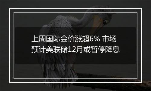 上周国际金价涨超6% 市场预计美联储12月或暂停降息