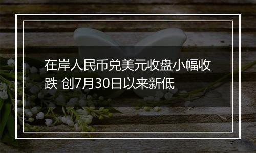 在岸人民币兑美元收盘小幅收跌 创7月30日以来新低