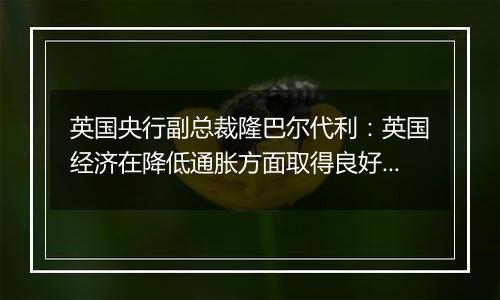 英国央行副总裁隆巴尔代利:英国经济在降低通胀方面取得良好进展