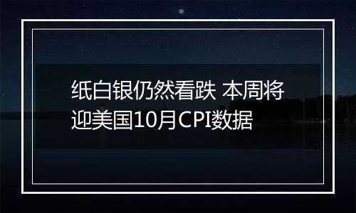 纸白银仍然看跌 本周将迎美国10月CPI数据