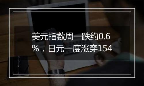 美元指数周一跌约0.6%,日元一度涨穿154