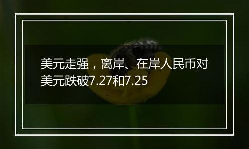 美元走强,离岸、在岸人民币对美元跌破7.27和7.25