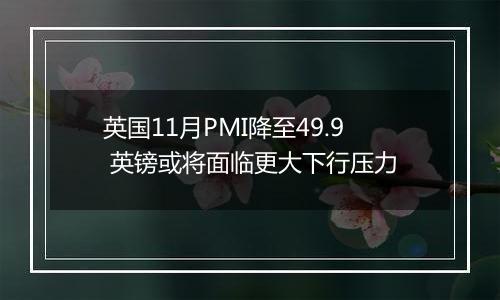 英国11月PMI降至49.9 英镑或将面临更大下行压力