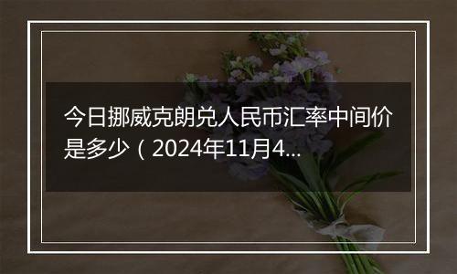 今日挪威克朗兑人民币汇率中间价是多少(2024年11月4日)