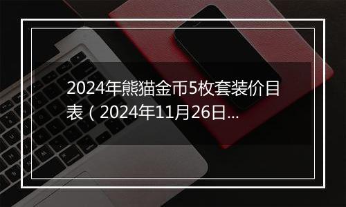 2024年熊猫金币5枚套装价目表（2024年11月26日）