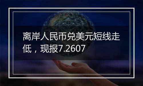 离岸人民币兑美元短线走低,现报7.2607