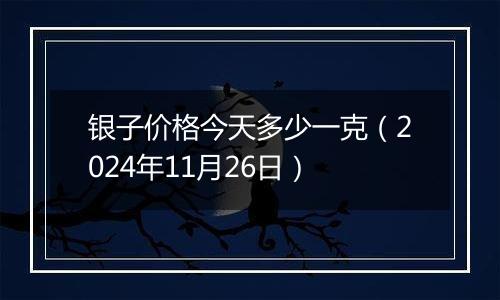 银子价格今天多少一克（2024年11月26日）