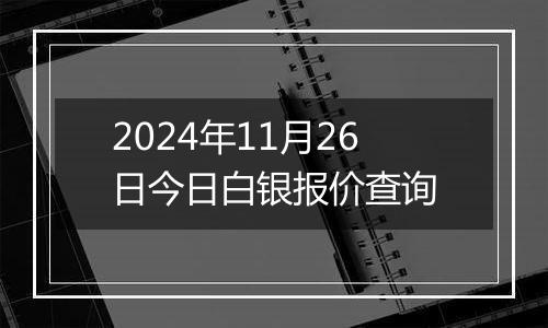 2024年11月26日今日白银报价查询