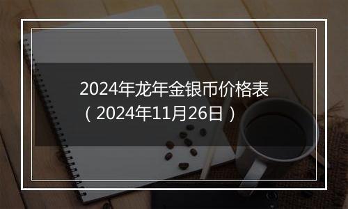 2024年龙年金银币价格表(2024年11月26日)
