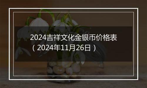 2024吉祥文化金银币价格表（2024年11月26日）