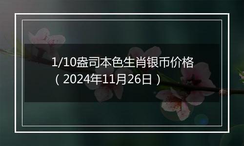 1/10盎司本色生肖银币价格(2024年11月26日)