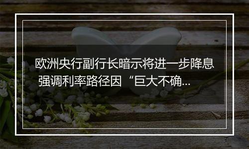 欧洲央行副行长暗示将进一步降息 强调利率路径因“巨大不确定性”而难以确定