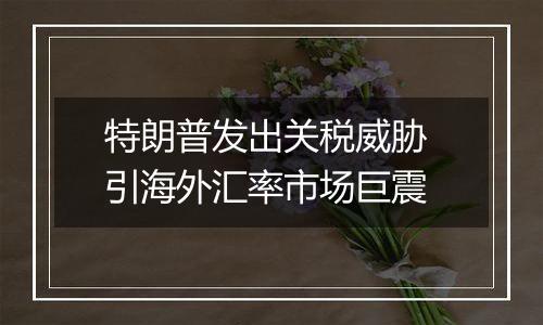特朗普发出关税威胁 引海外汇率市场巨震